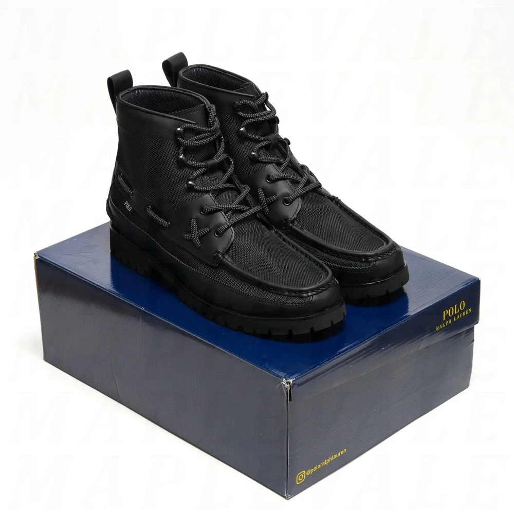 Polo Ralph Lauren Ranger Mid Ballistic Nylon Boots Men's Sz 9.5 Black Oxford NIB